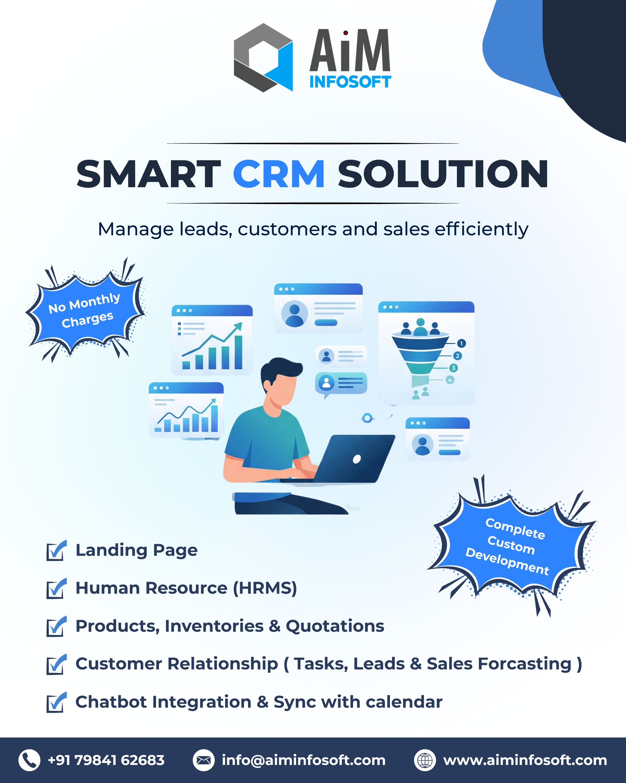 Smart CRM Solution for Businesses | No Monthly Charges | Aim Infosoft